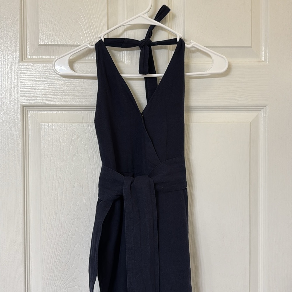 Navy linen Halter Jumpsuit